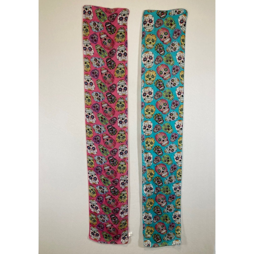 Day of the Dead Greenbrier International Women OS Pink Teal Sugar Skull Scarves